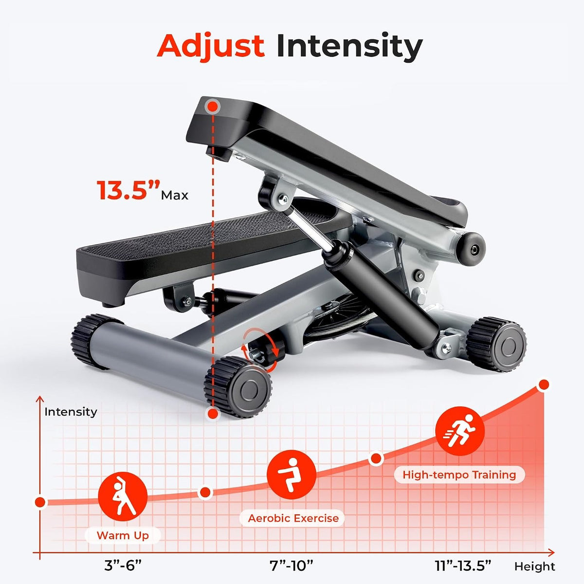 Hydraulic Mini Stepper with LCD & Resistance Bands