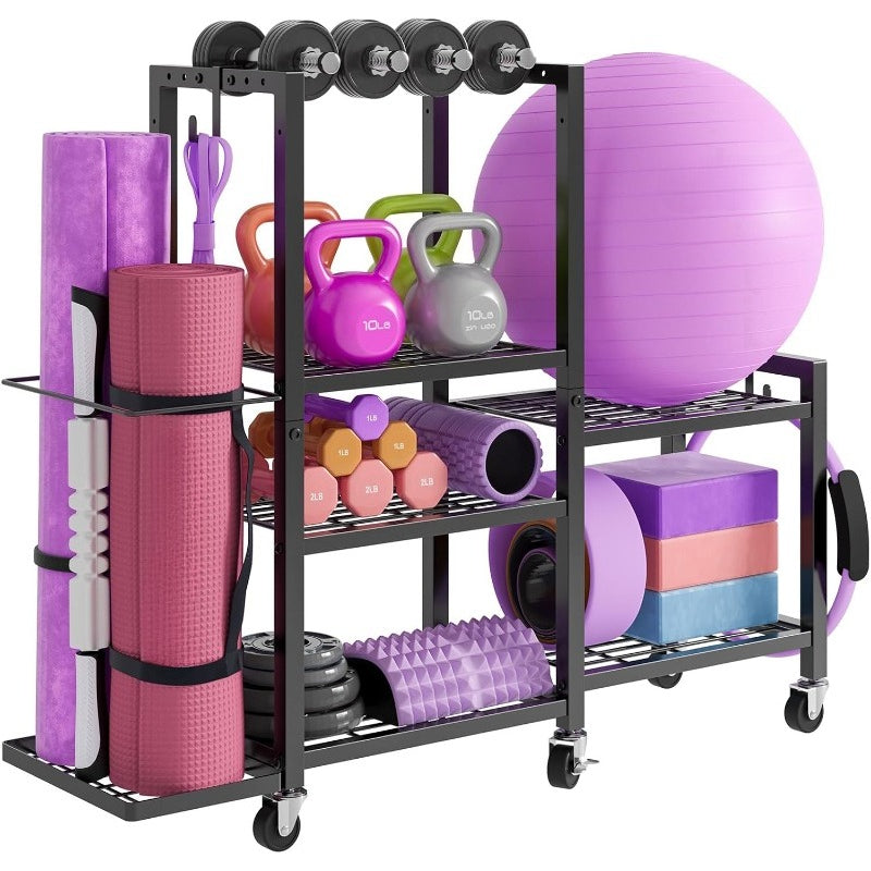 Rolling 6‑Tier Home Gym Storage Rack
