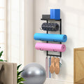 Wall‑Mount Yoga Mat Storage Rack with Hooks