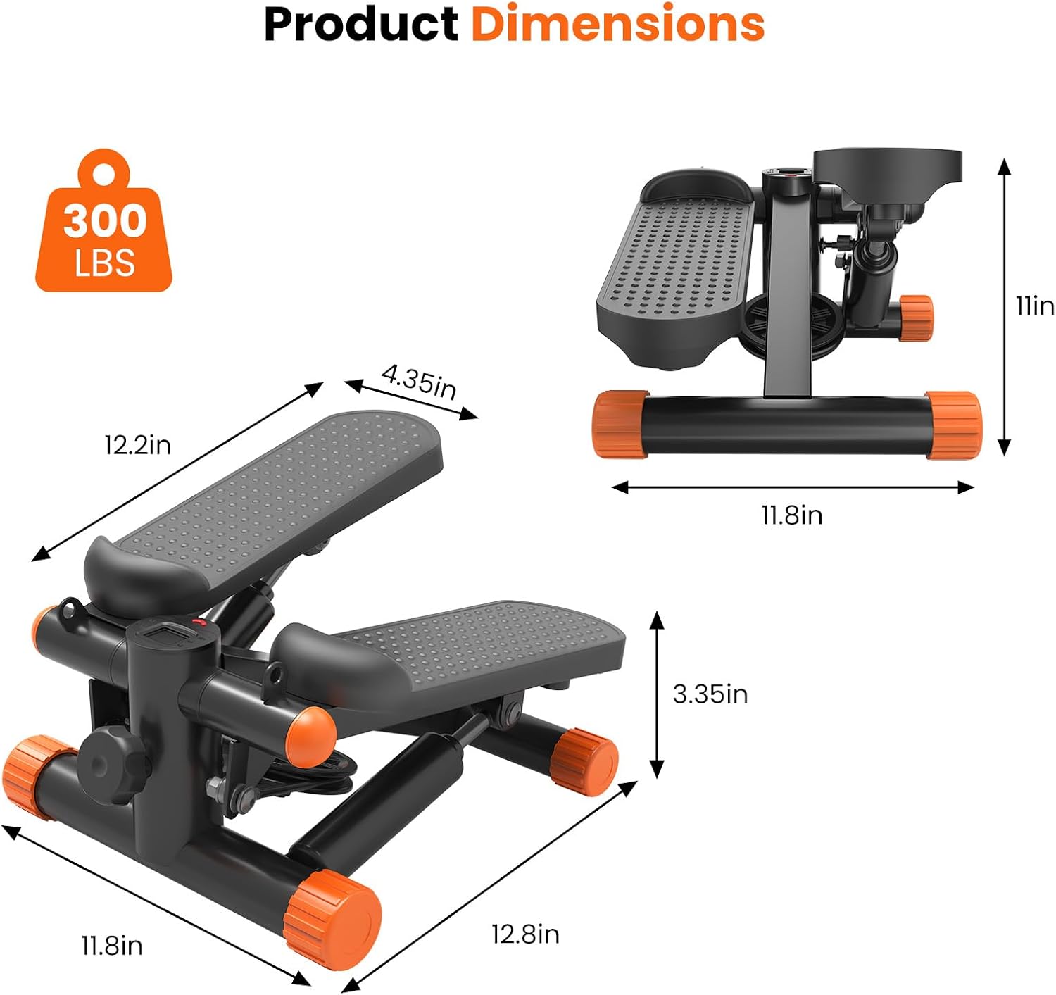 Hydraulic Mini Stepper with LCD & Resistance Bands