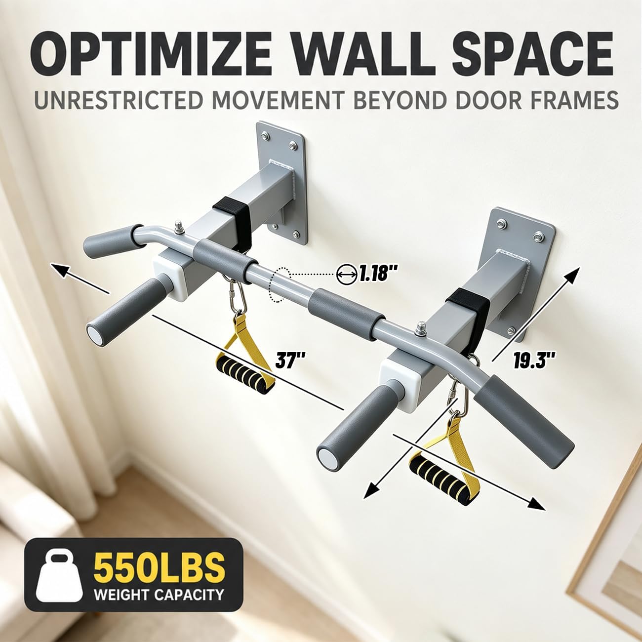 Wall‑Mounted Pull Up Bar with Dip Station