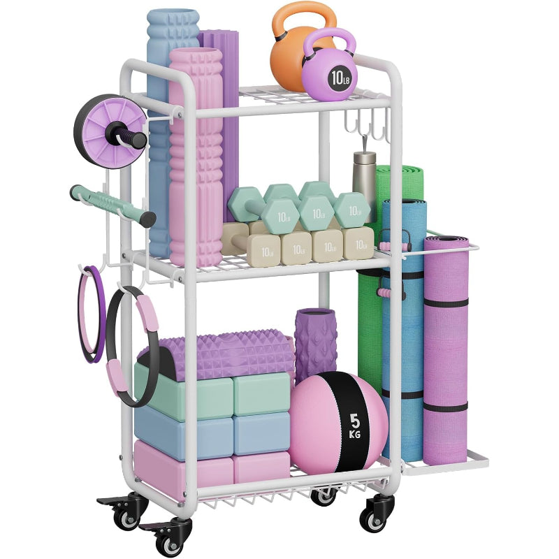 Rolling Multi‑Functional Home Gym Storage Rack