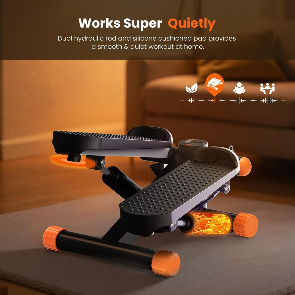 Hydraulic Mini Stepper with LCD & Resistance Bands