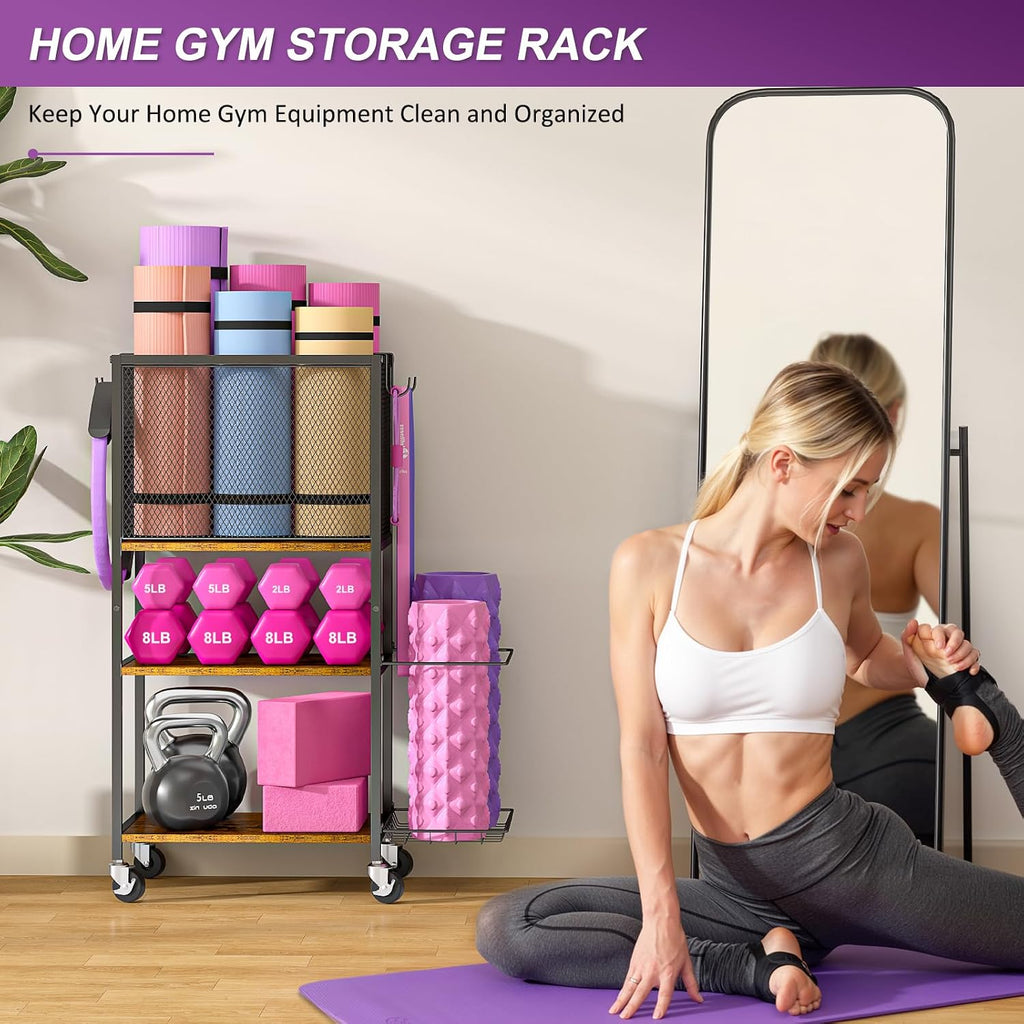 Rolling Multi‑Purpose Dumbbell Gym Storage Rack