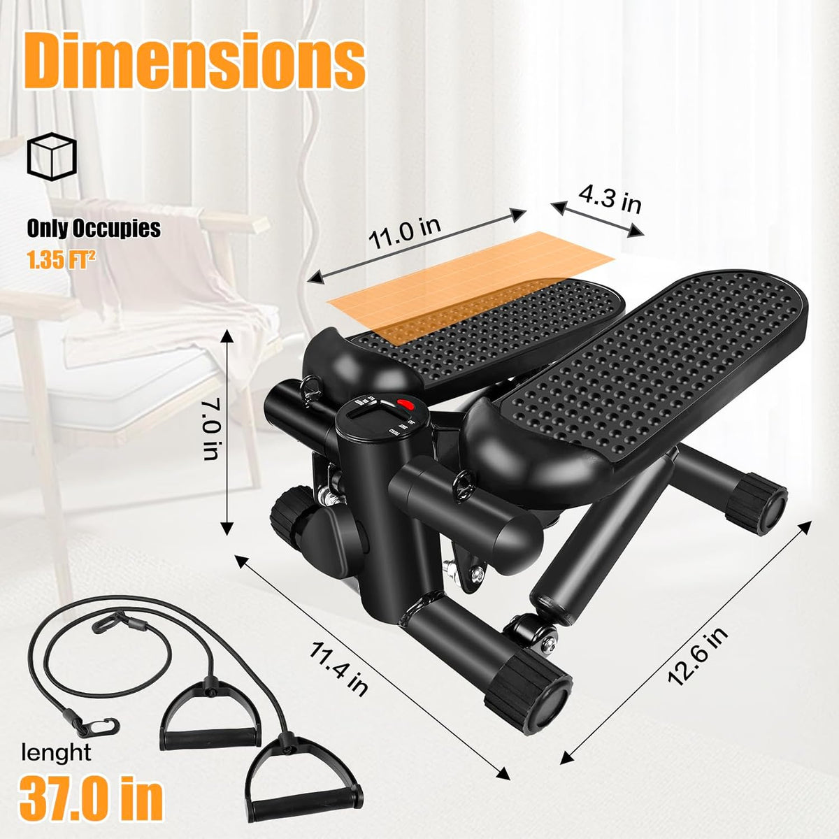 Mini Stepper with LCD & Resistance Bands