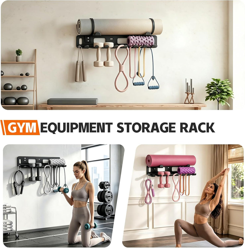 Wall‑Mount Multi‑Purpose Home Gym Storage Rack