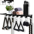 Wall‑Mount Gym Floating Shelf with Hooks