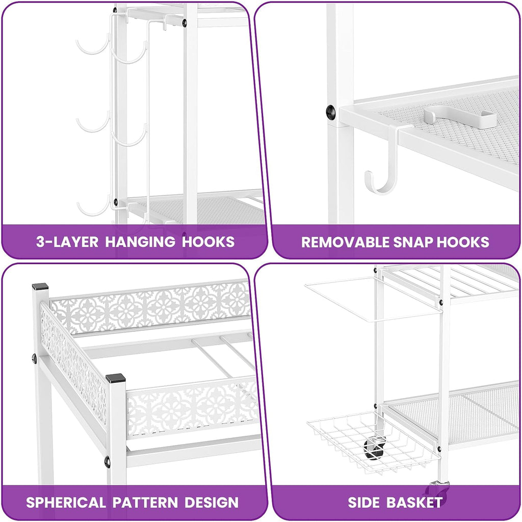 Rolling 3‑Tier Home Gym Storage Rack with Hooks