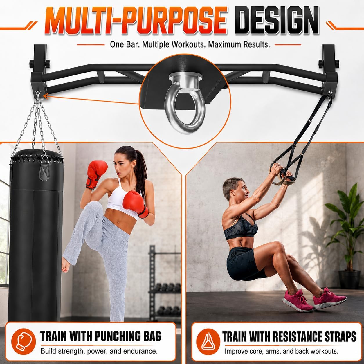 Ceiling‑Mounted Multi‑Grip Pull‑Up Bar