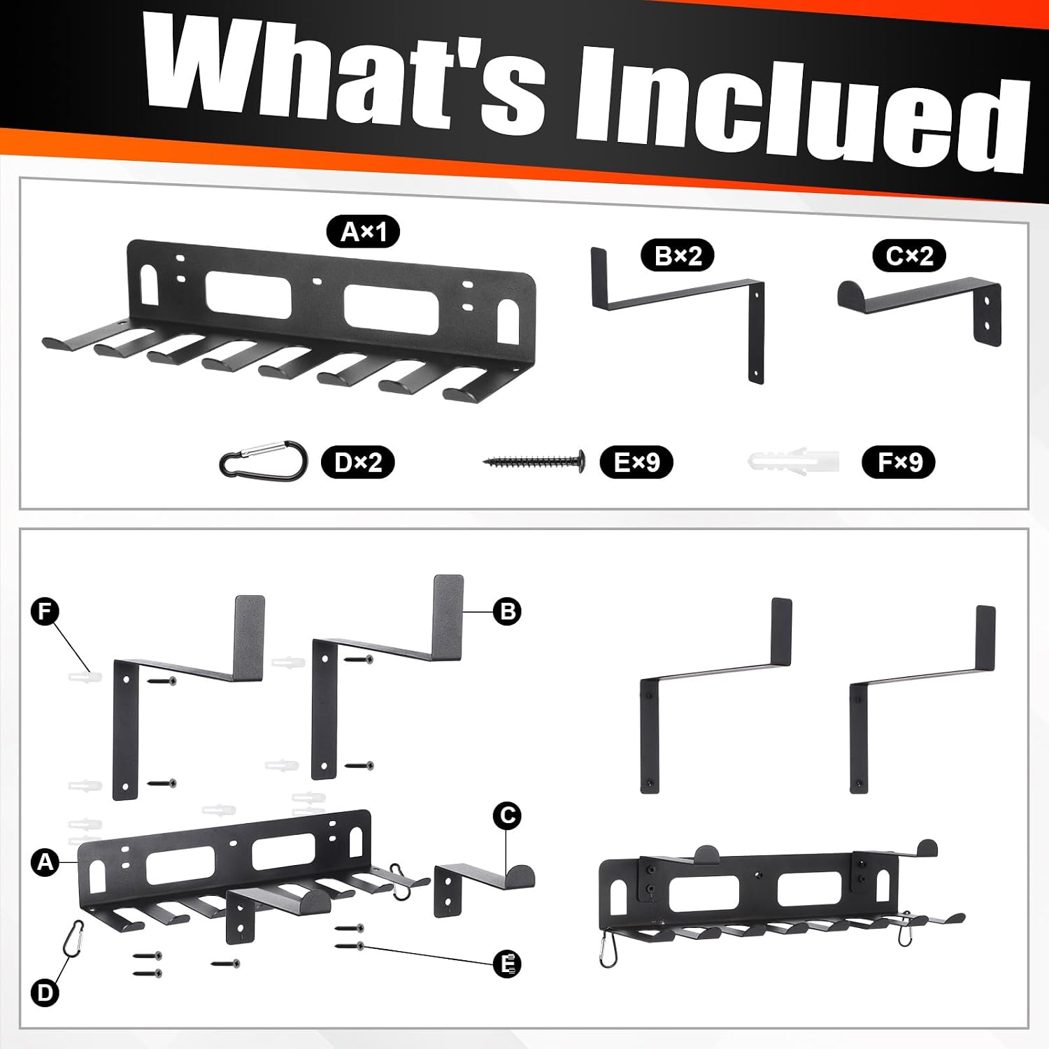 Wall‑Mount Multi‑Hook Gym Storage Rack