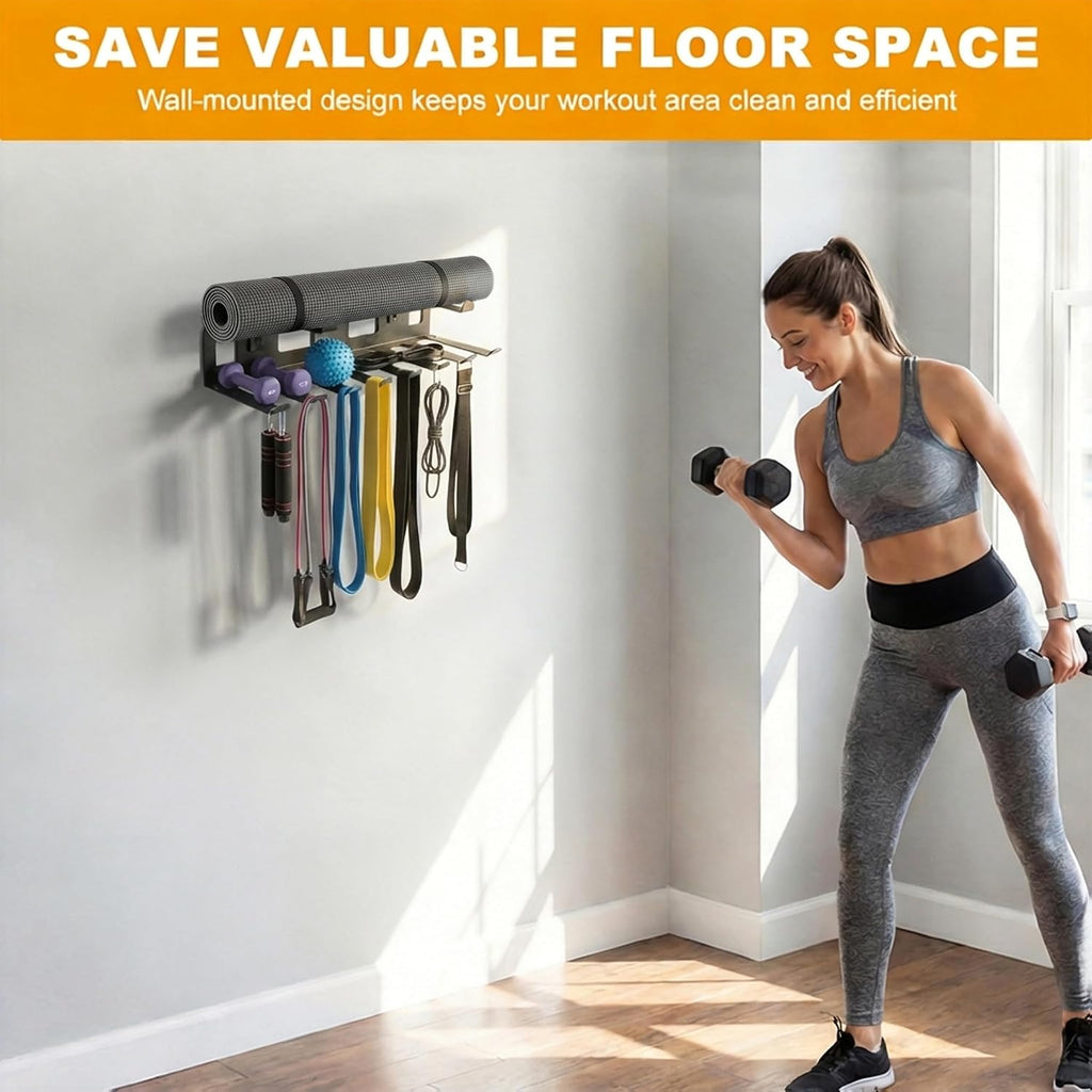 Wall‑Mount Multi‑Purpose Gym Equipment Storage Rack