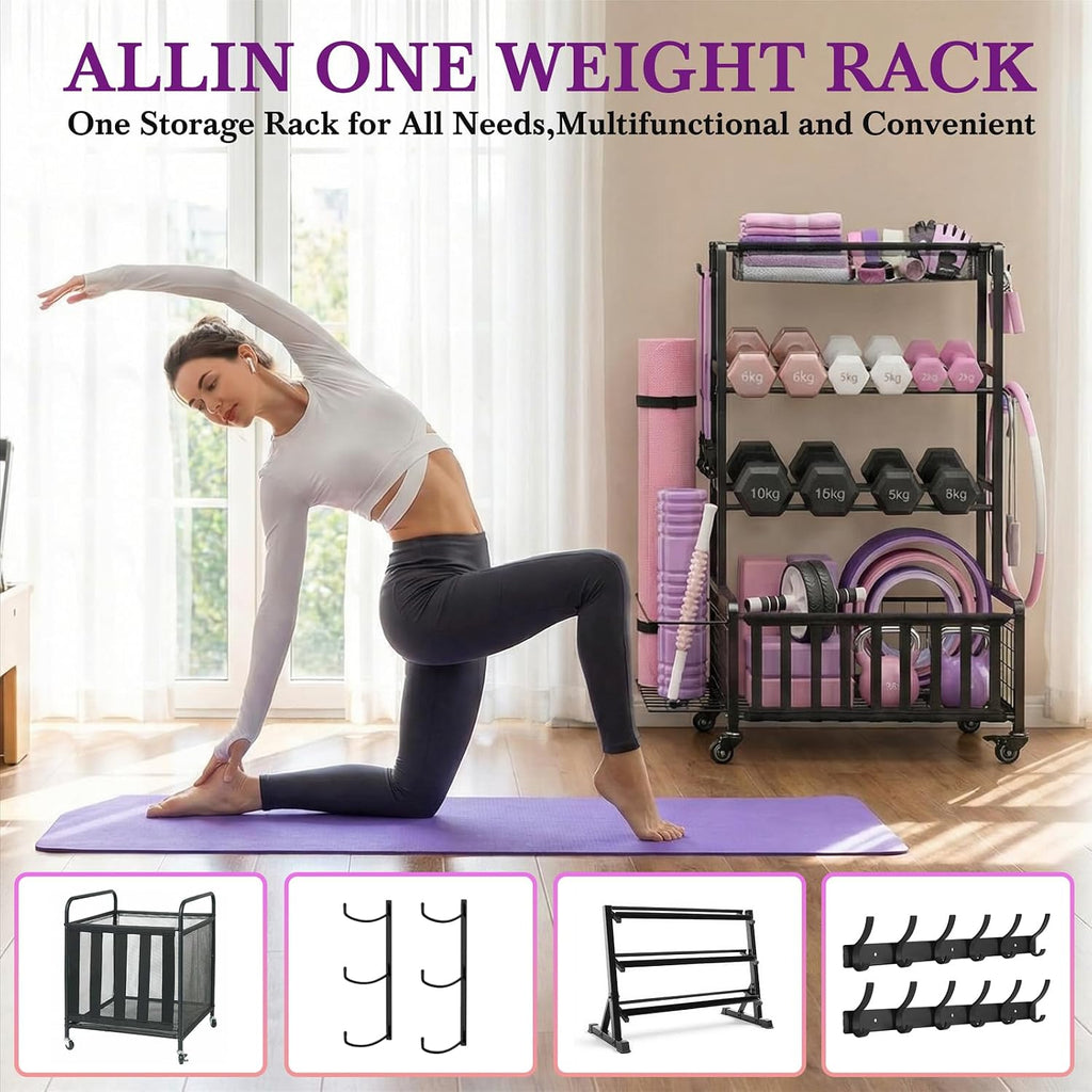 Rolling Adjustable Heavy‑Duty Dumbbell Storage Rack