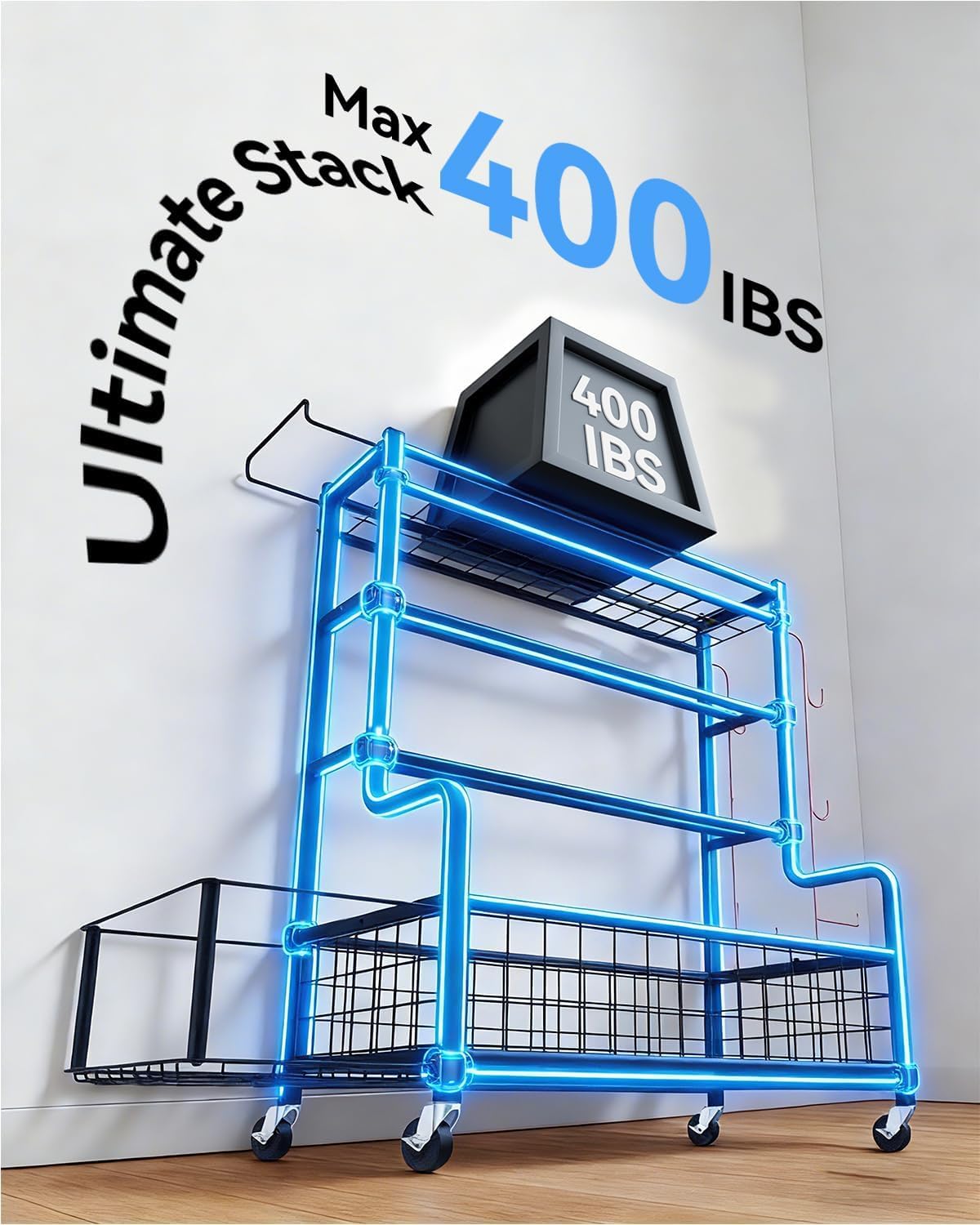 Rolling 4‑Tier Heavy‑Duty Gym Storage Rack