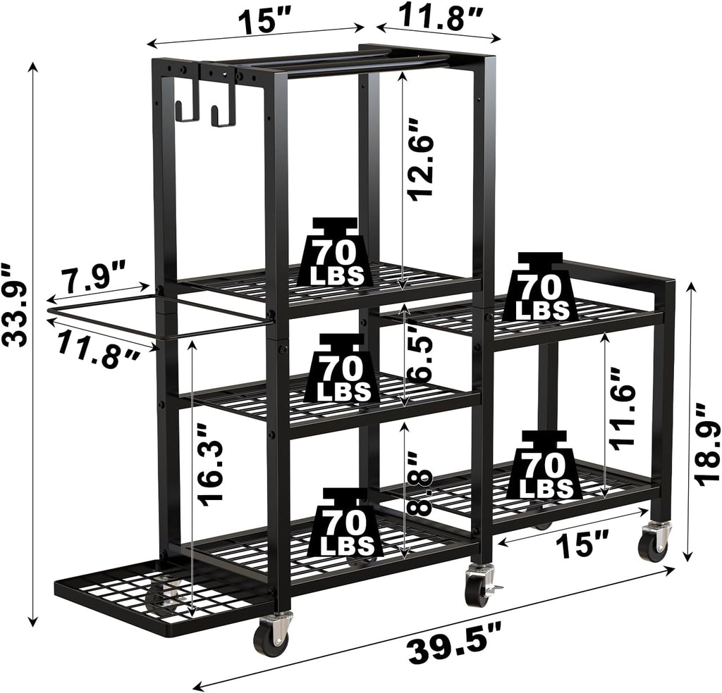 Rolling 6‑Tier Home Gym Storage Rack