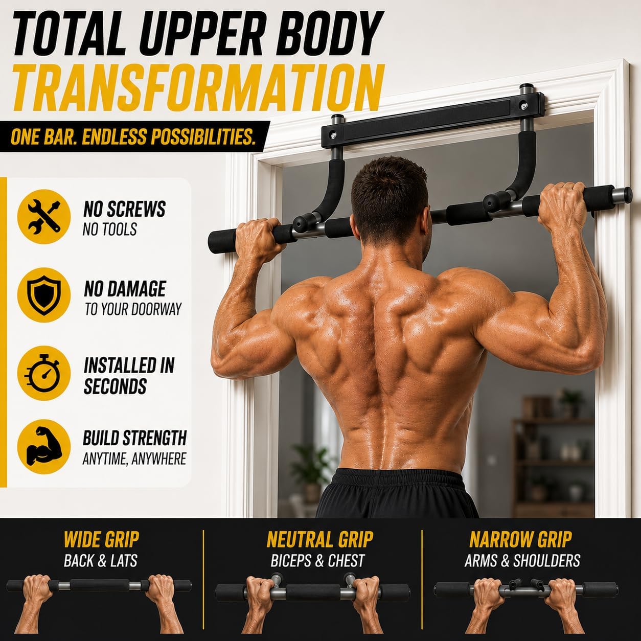 Foldable Wall‑Mounted Pull‑Up Bar