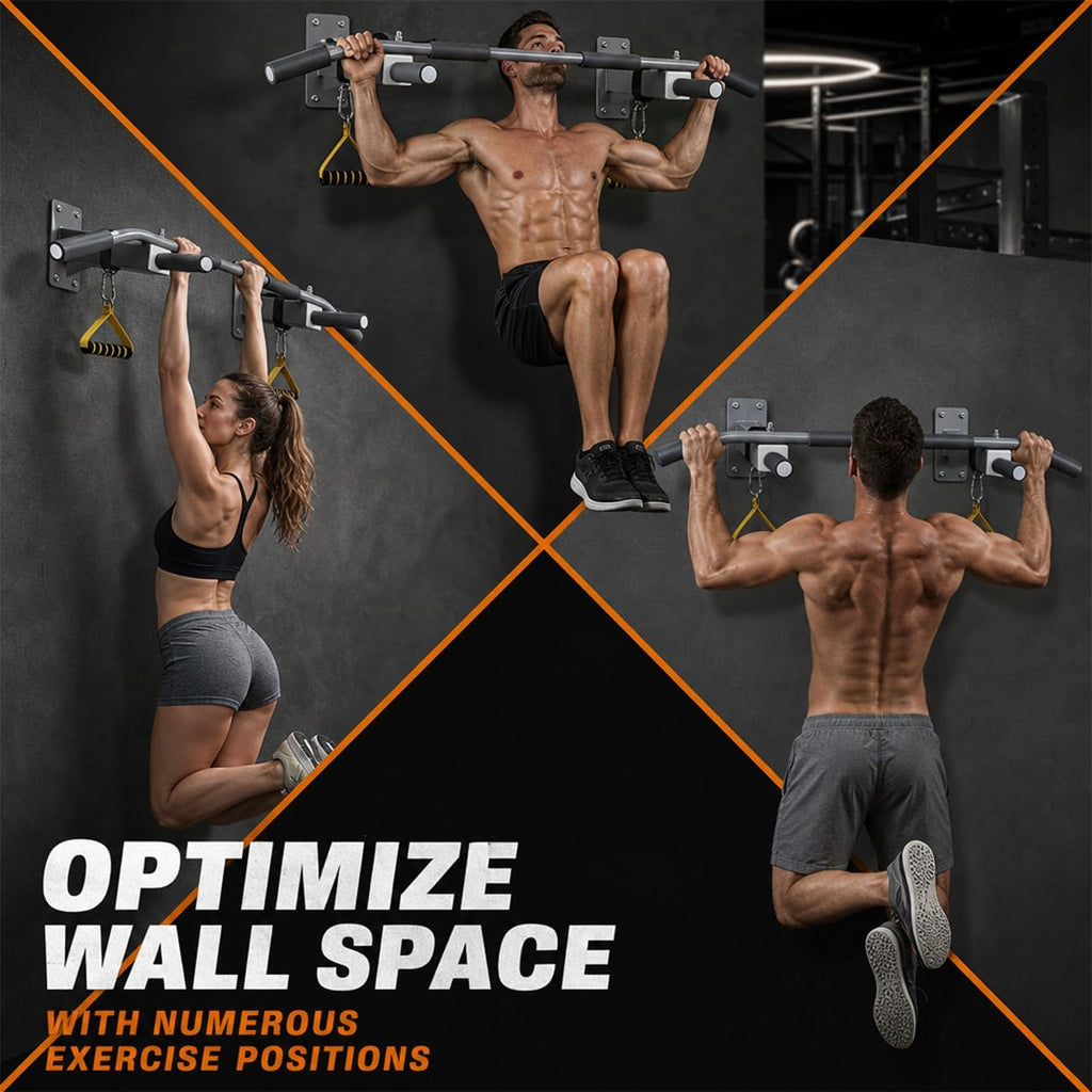 Wall‑Mounted Pull Up Bar with Dip Station