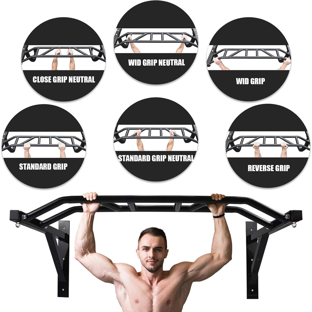 Wall‑Mounted Pull‑Up Bar with Dip Stand