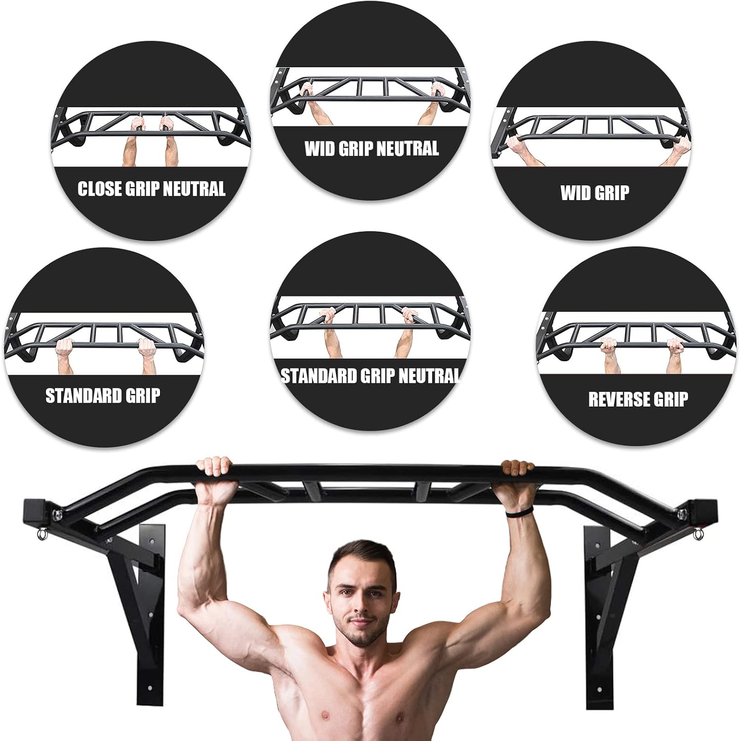 Wall‑Mounted Pull‑Up Bar with Dip Stand