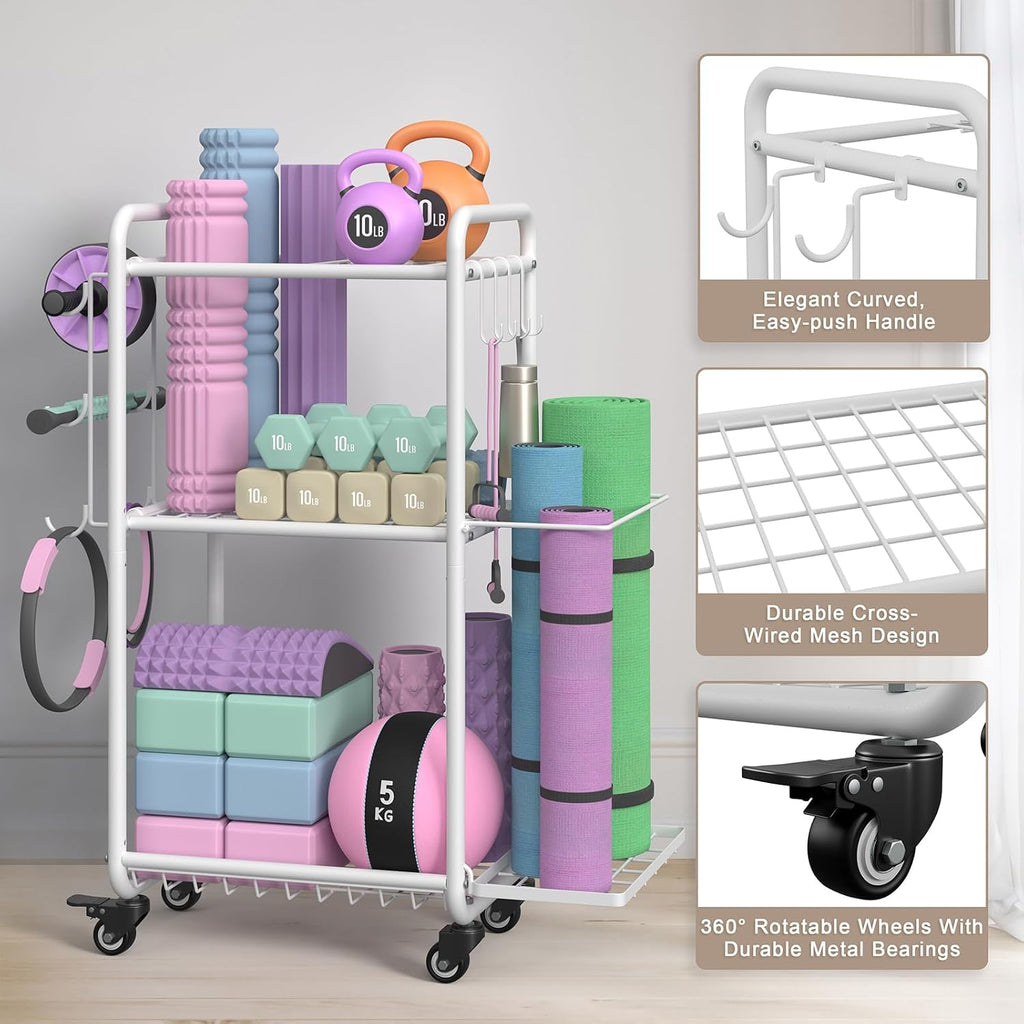 Rolling Multi‑Functional Home Gym Storage Rack