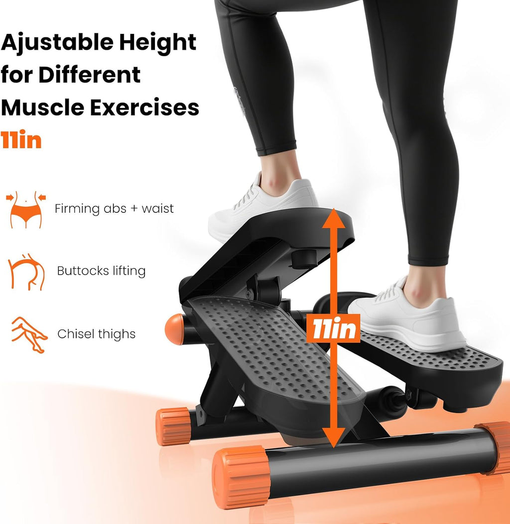 Hydraulic Mini Stepper with LCD & Resistance Bands
