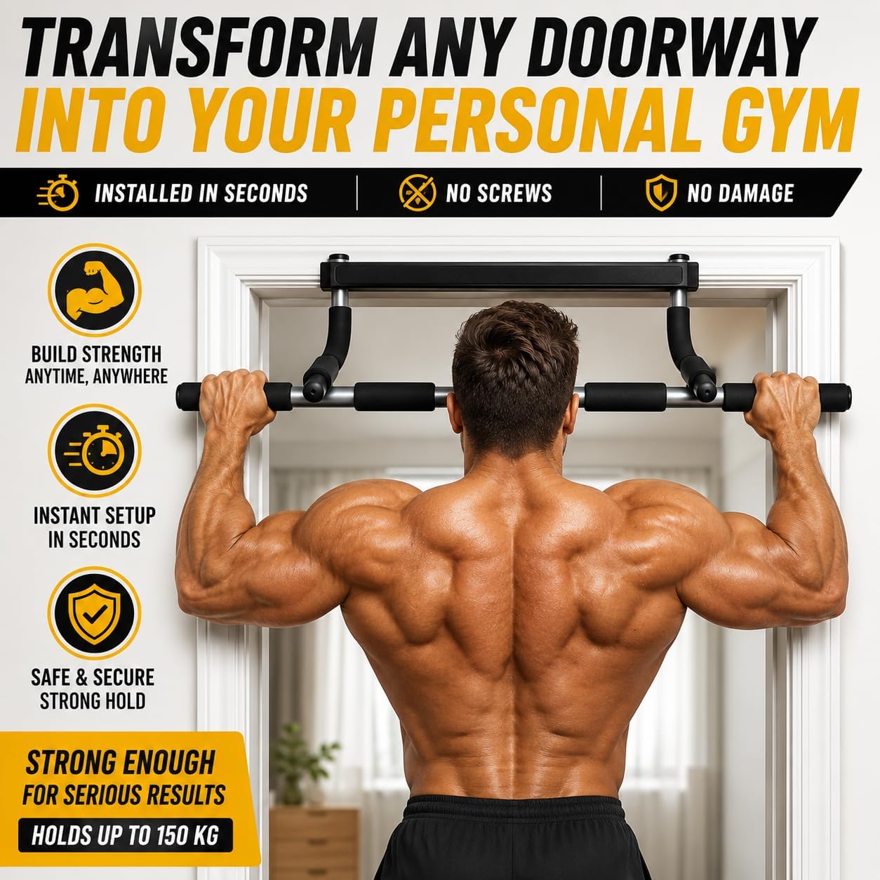 Foldable Wall‑Mounted Pull‑Up Bar