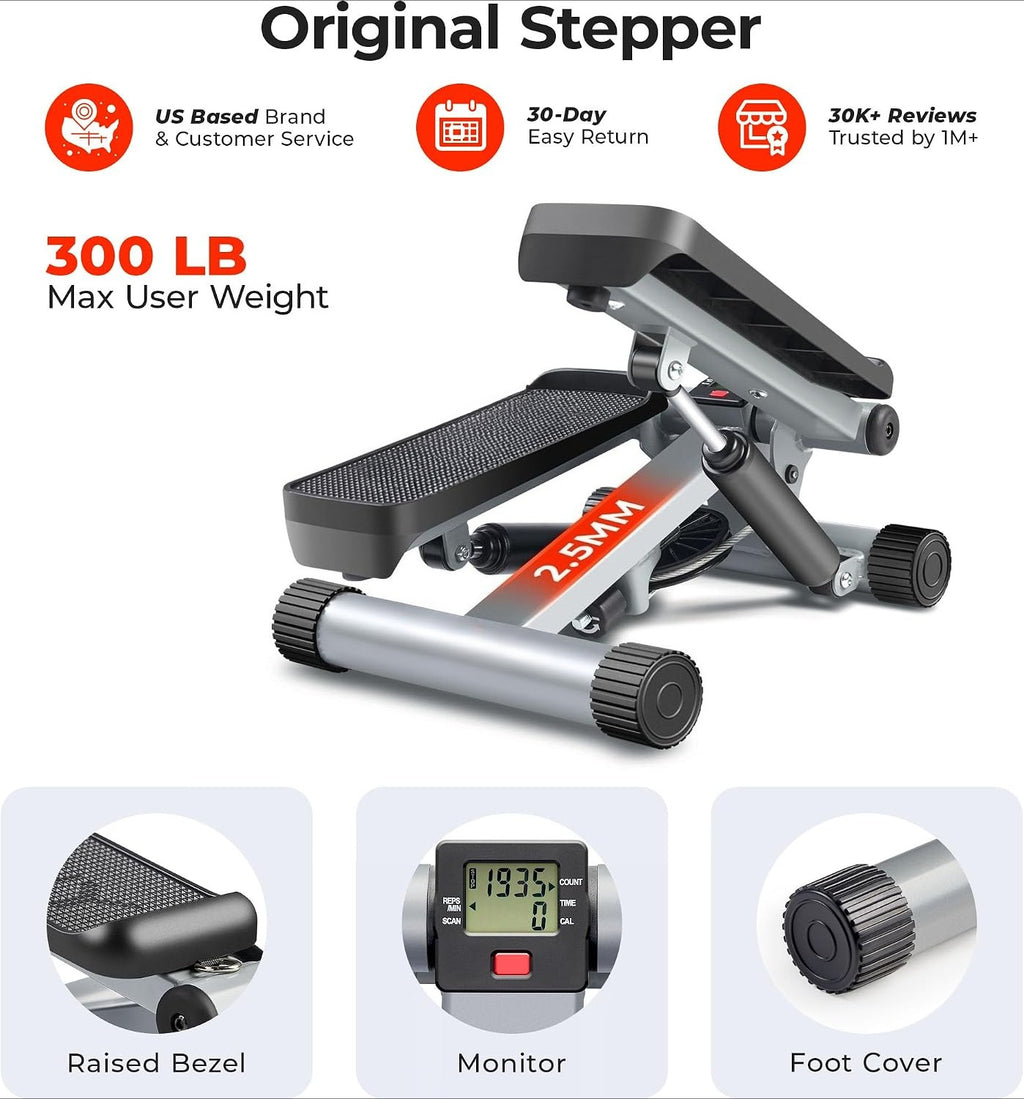Hydraulic Mini Stepper with LCD & Resistance Bands