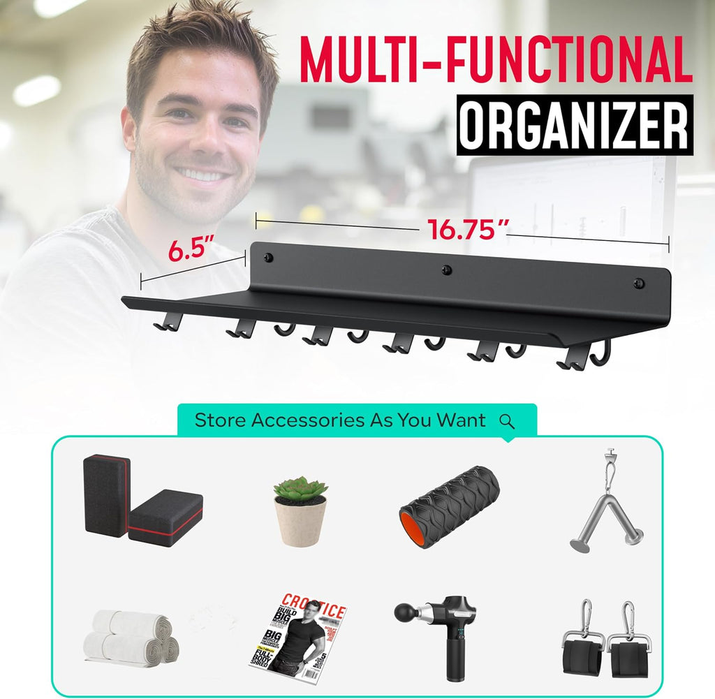 Wall‑Mount Gym Storage Floating Shelf