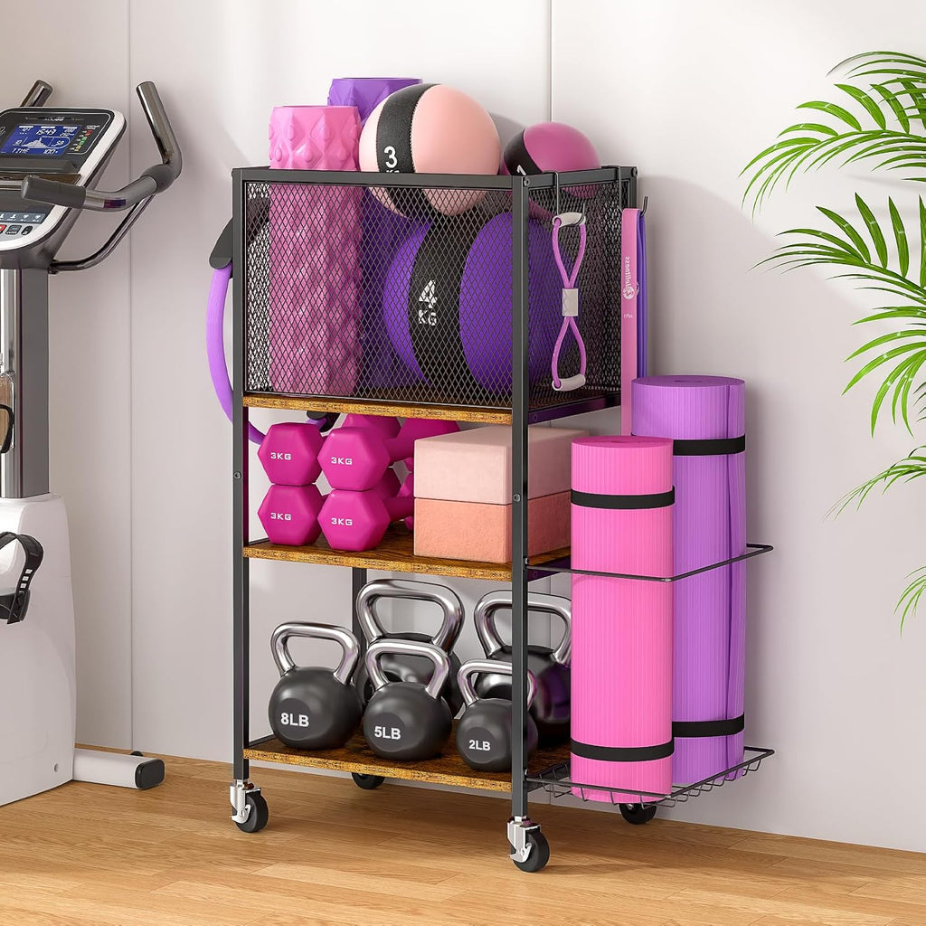 Rolling Multi‑Purpose Dumbbell Gym Storage Rack