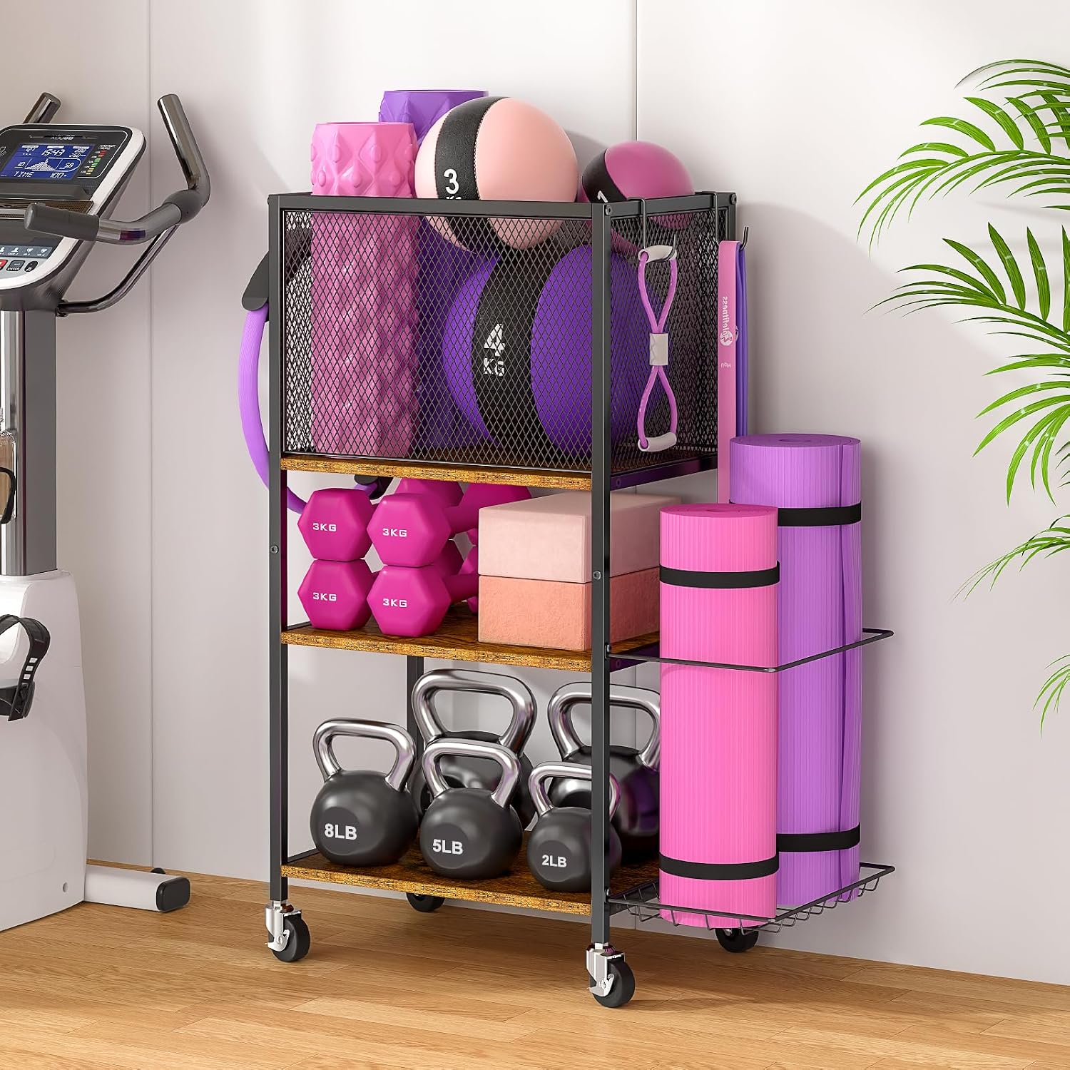 Rolling Multi‑Purpose Dumbbell Gym Storage Rack