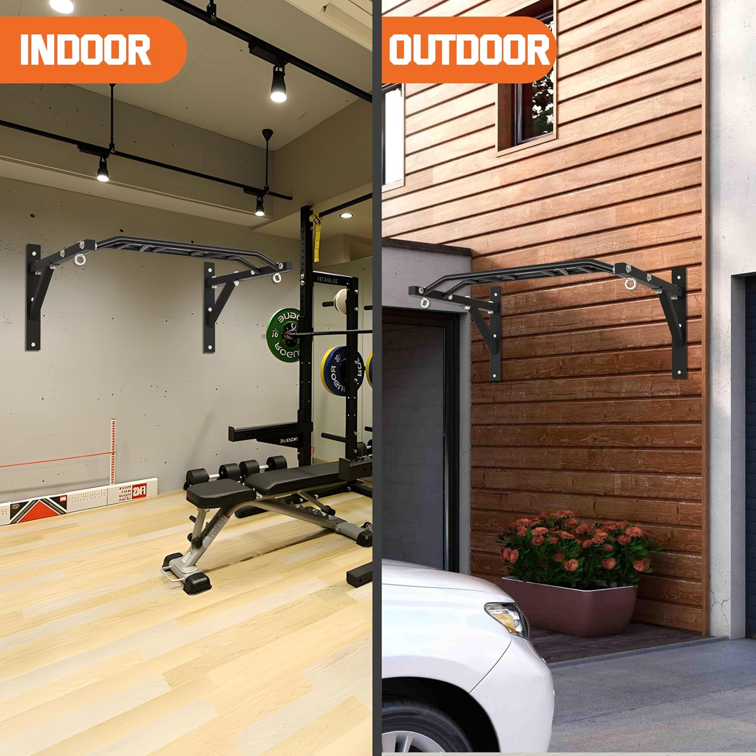 Wall‑Mounted Multi‑Grip Pull‑Up Bar