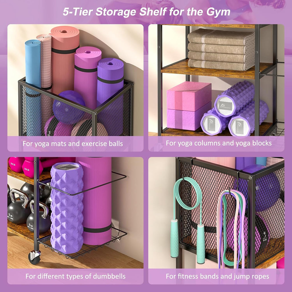 Rolling Multi‑Purpose Dumbbell Gym Storage Rack