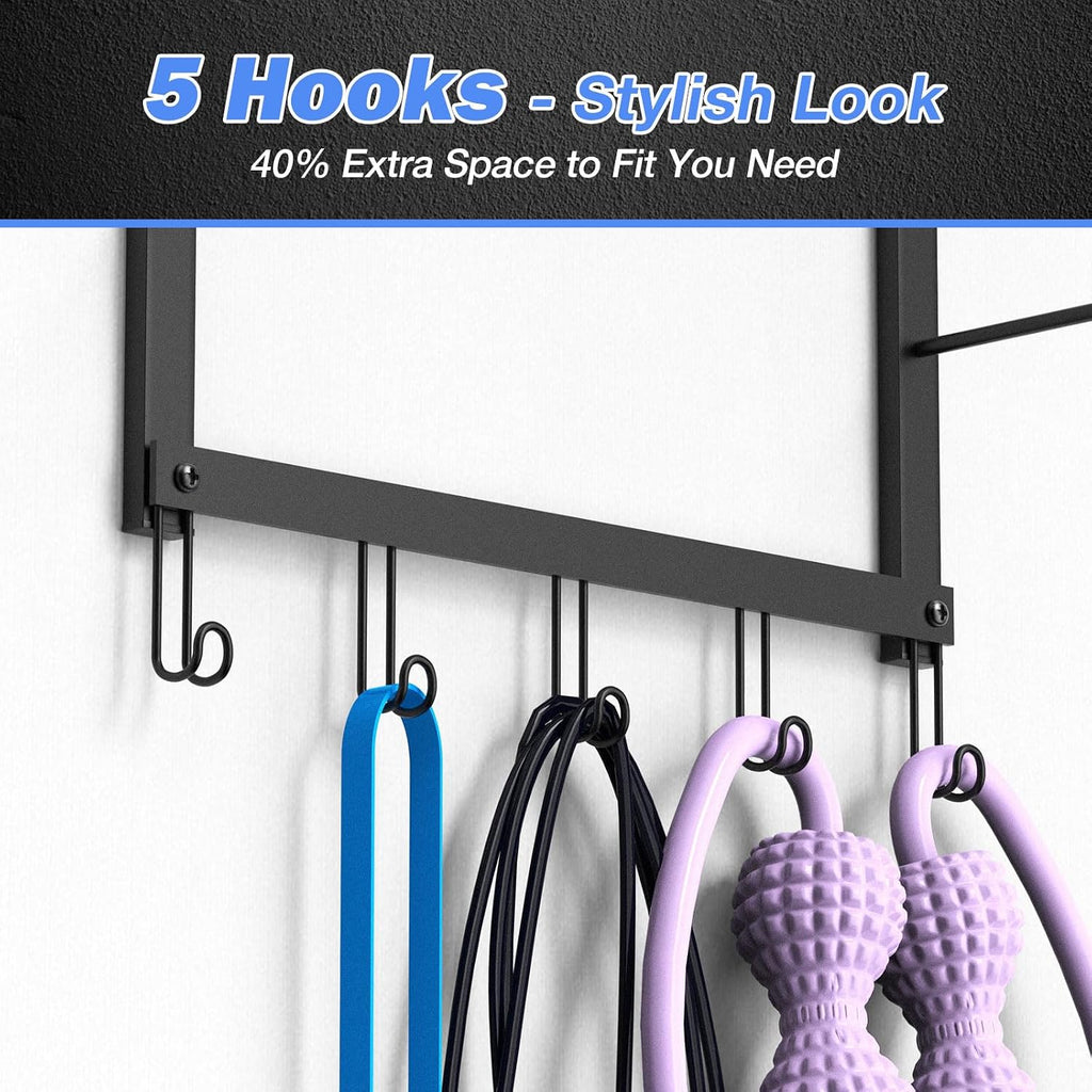Wall‑Mount Yoga Mat Storage Rack with Hooks