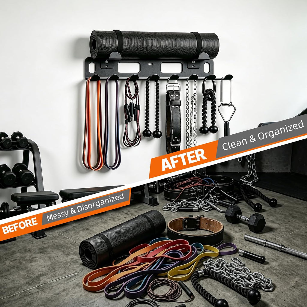 Wall‑Mount Multi‑Purpose Home Gym Storage Rack