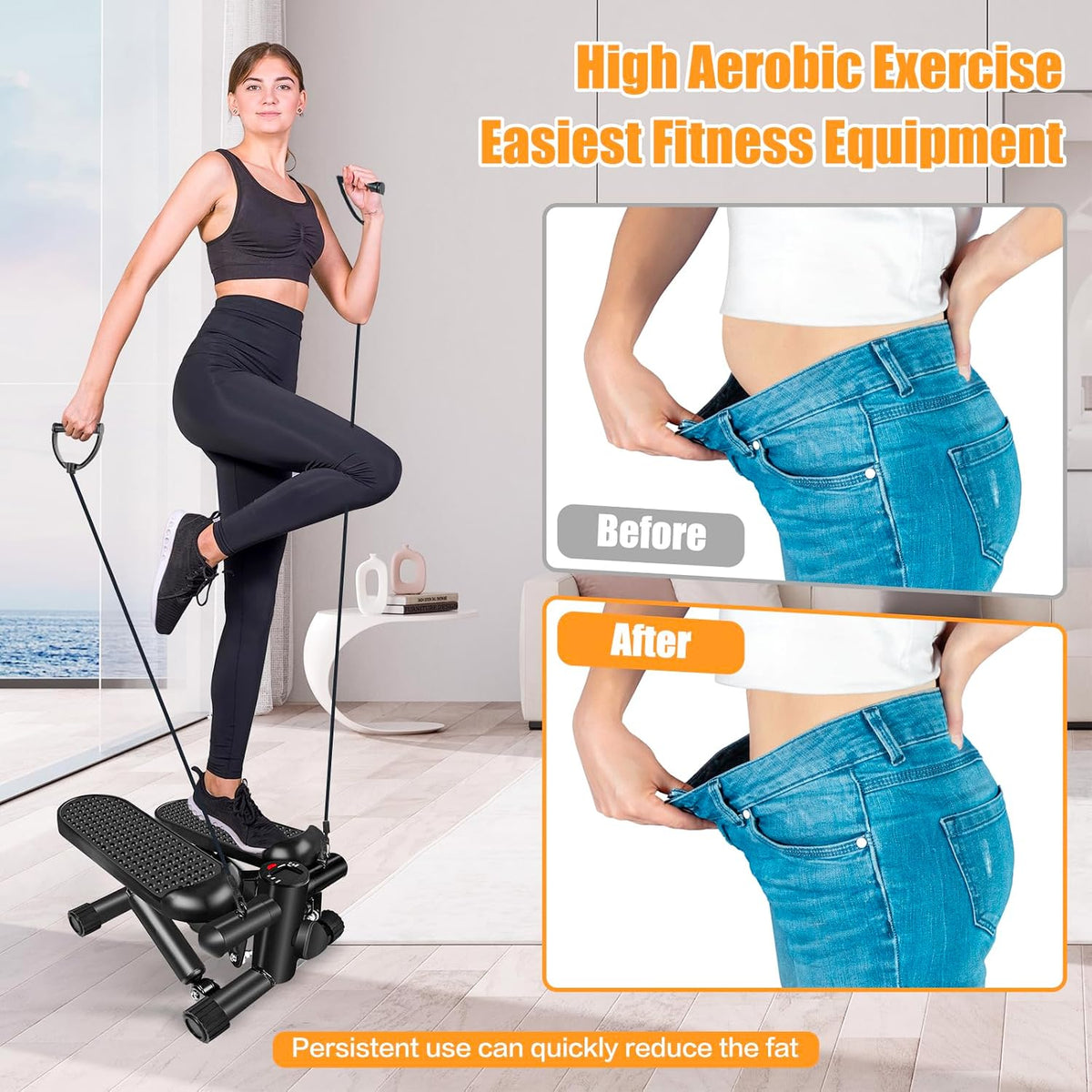 Mini Stepper with LCD & Resistance Bands