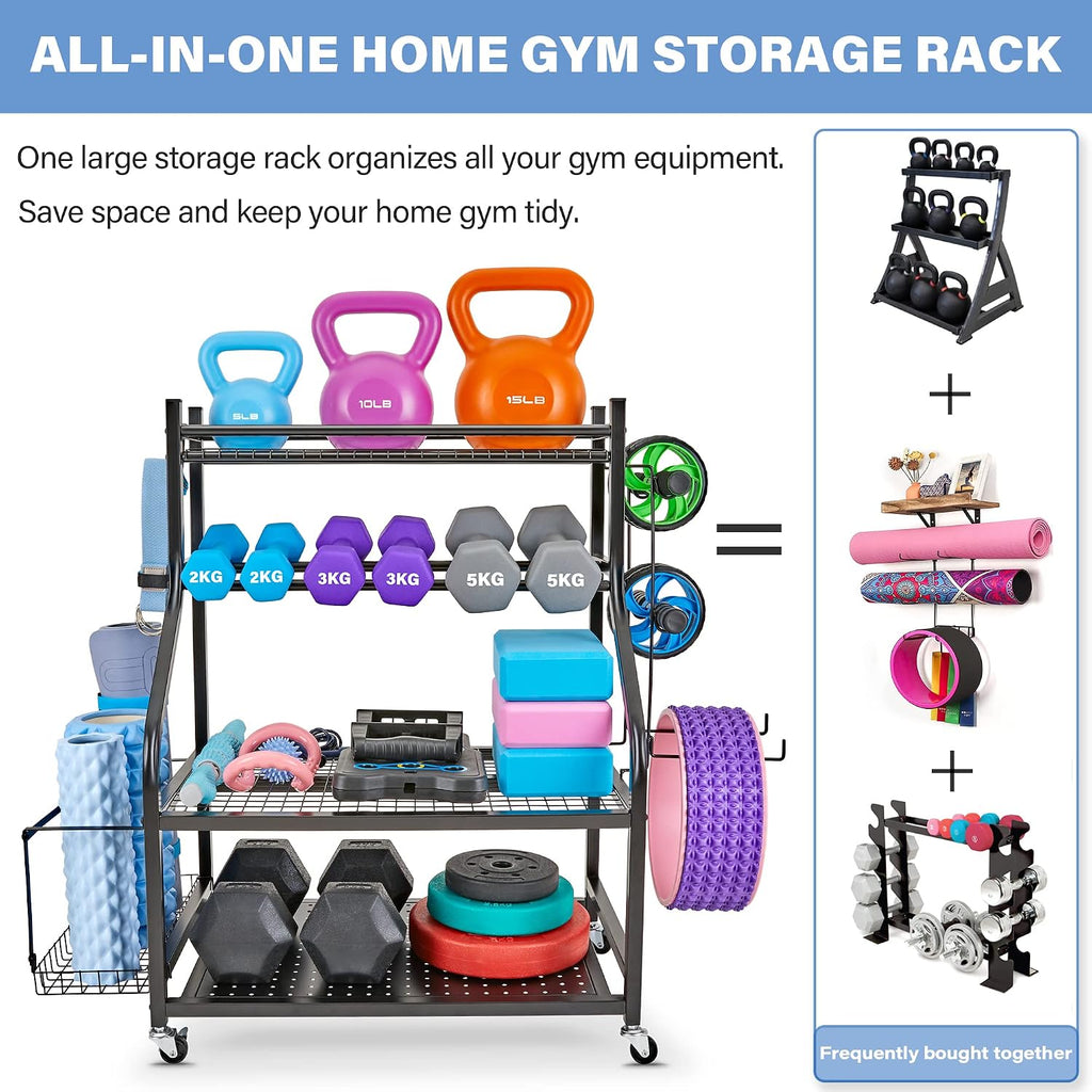 Rolling All‑in‑One Dumbbell Storage Rack