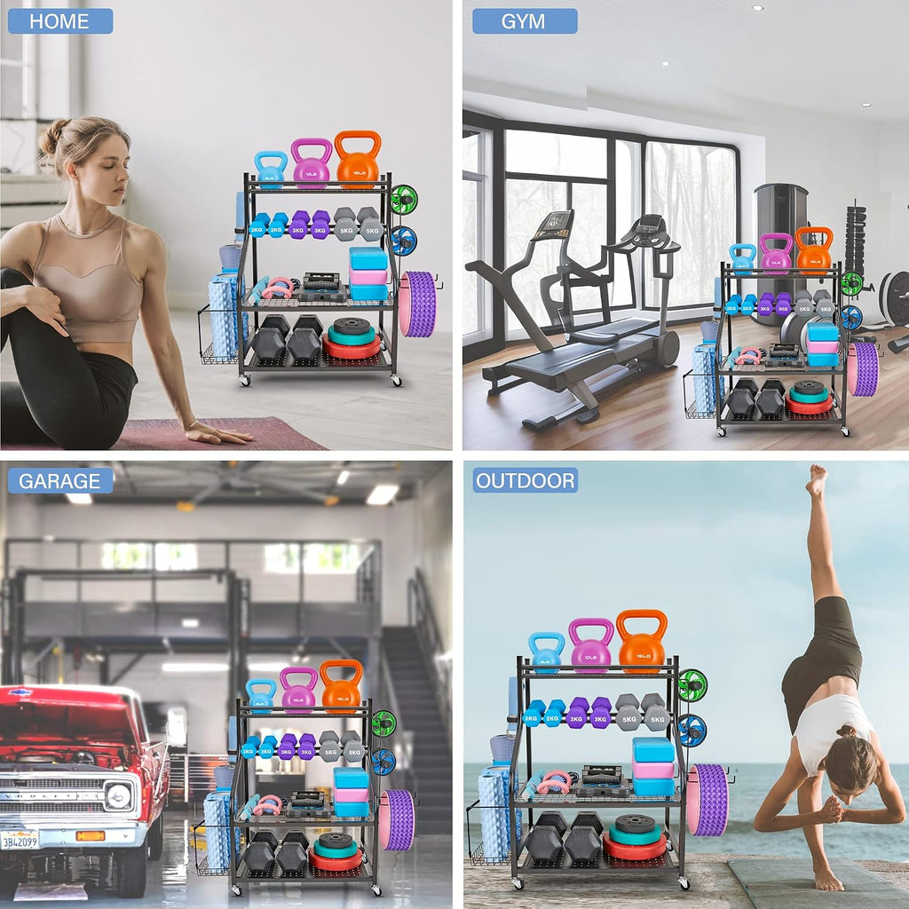 Rolling All‑in‑One Dumbbell Storage Rack