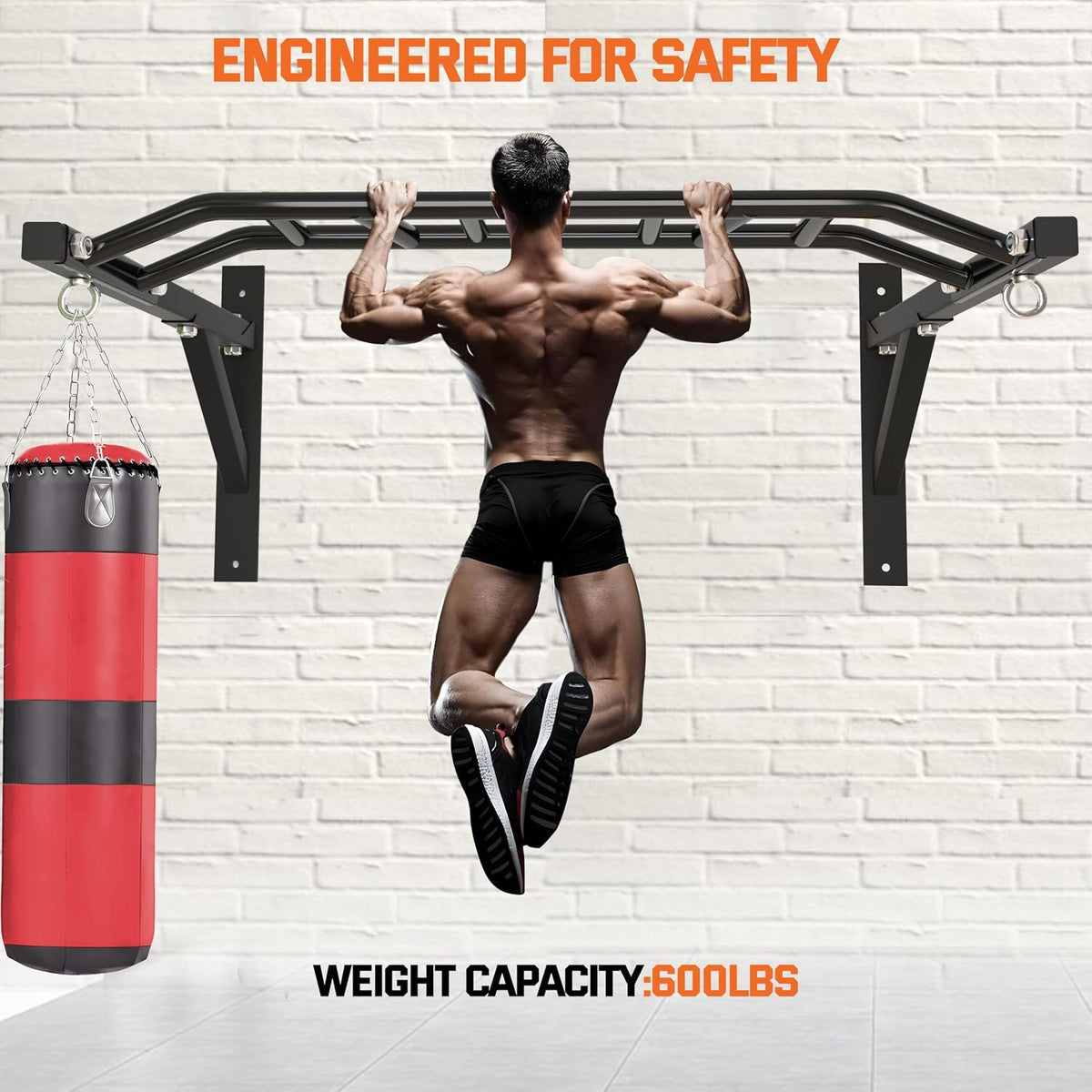Wall‑Mounted Multi‑Grip Pull‑Up Bar