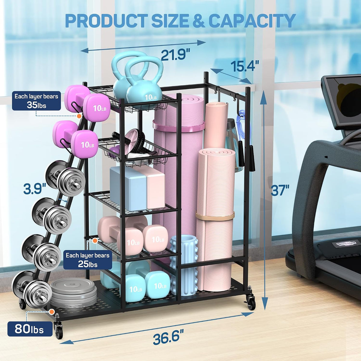 Home Gym Dumbbell & Yoga Mat Storage Rack