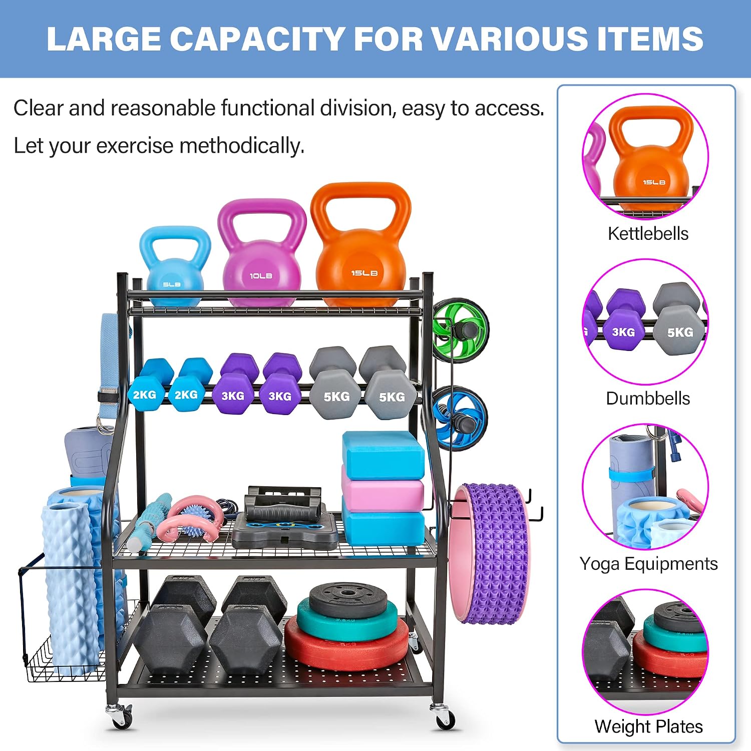 Rolling All‑in‑One Dumbbell Storage Rack