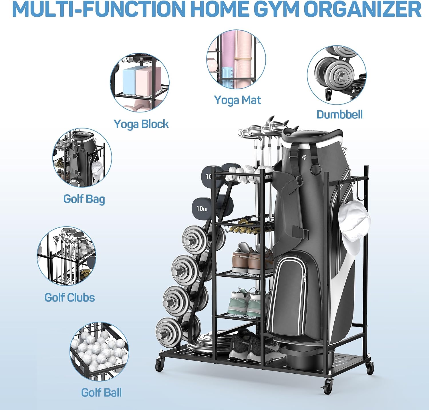 Home Gym Dumbbell & Yoga Mat Storage Rack
