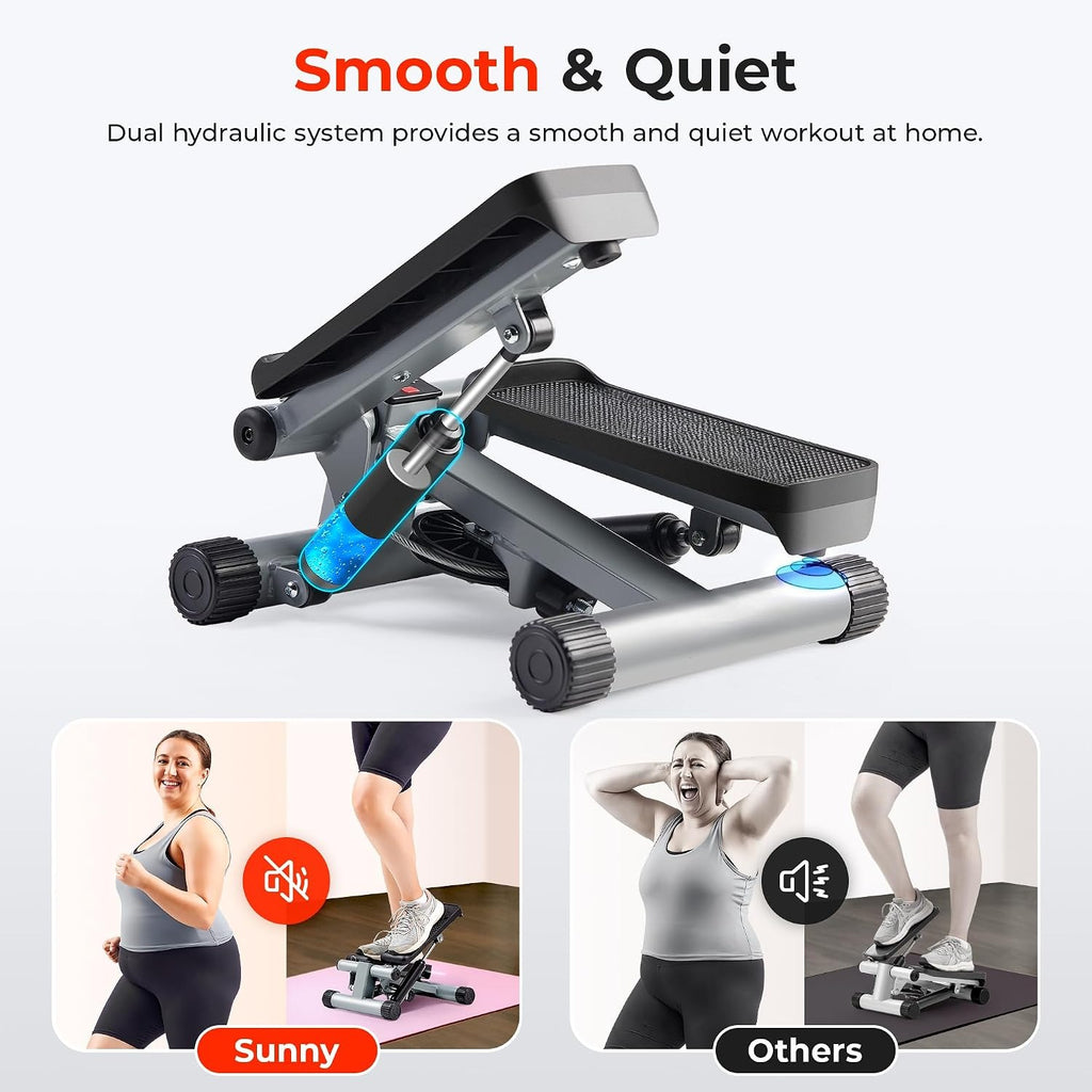 Hydraulic Mini Stepper with LCD & Resistance Bands