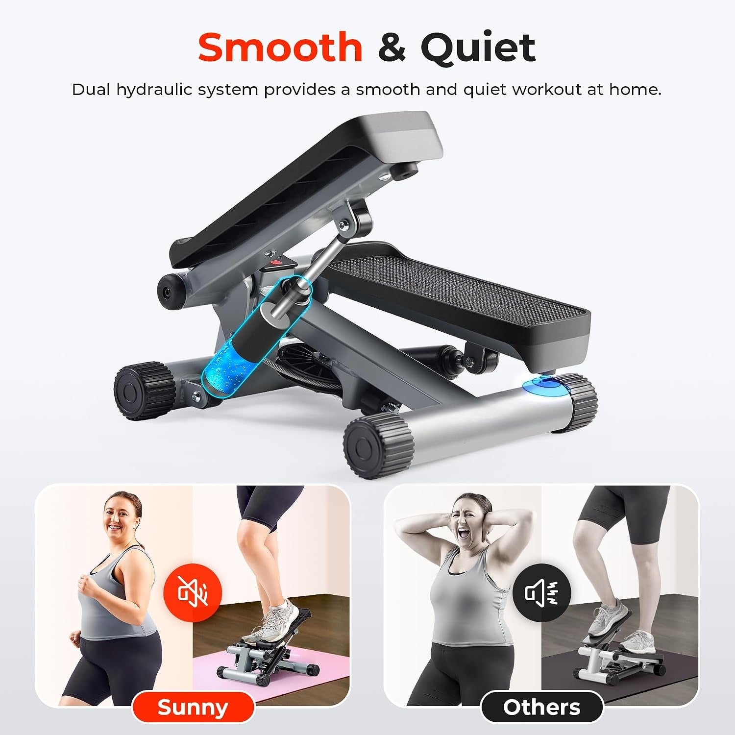 Hydraulic Mini Stepper with LCD & Resistance Bands