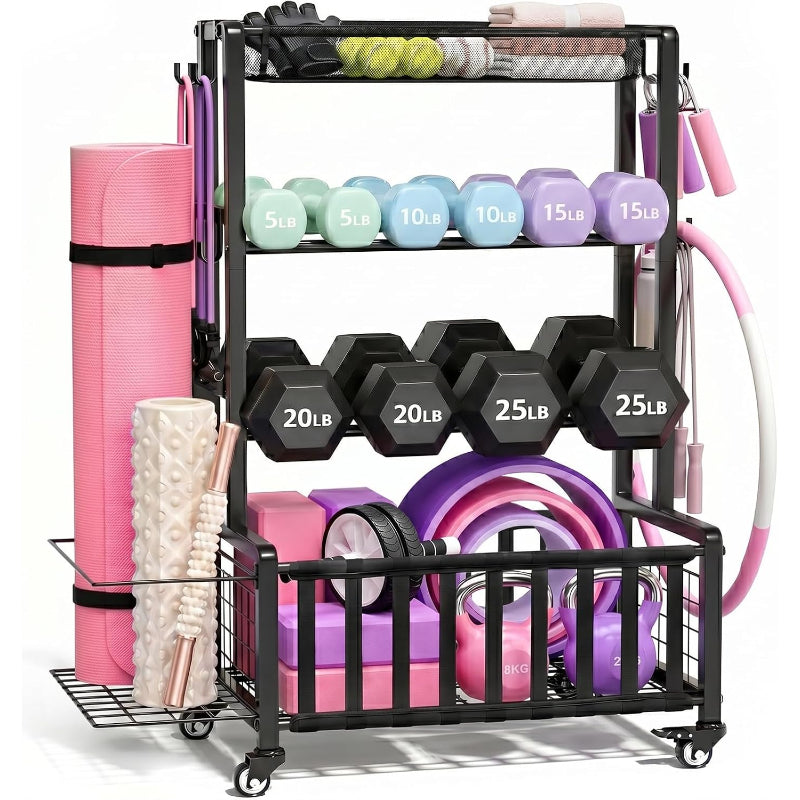 Rolling Adjustable Heavy‑Duty Dumbbell Storage Rack
