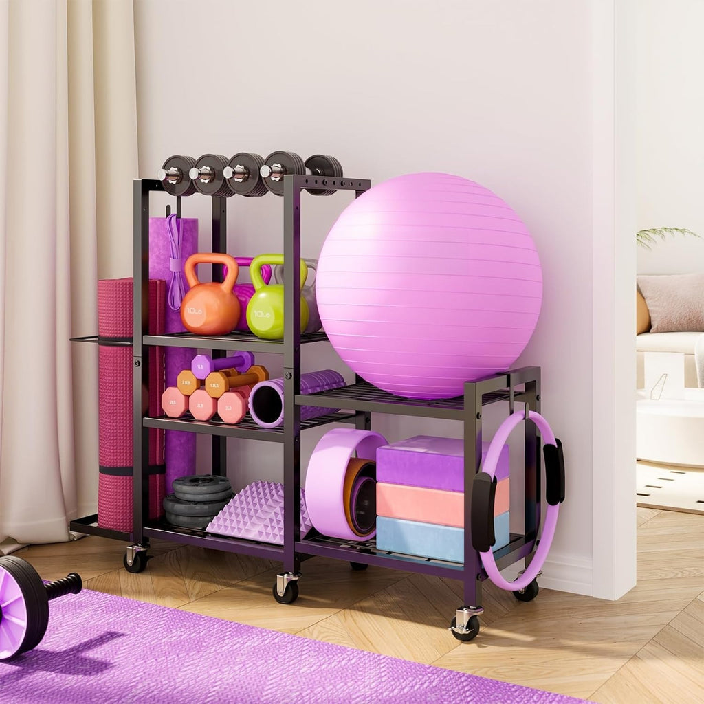 Rolling 6‑Tier Home Gym Storage Rack