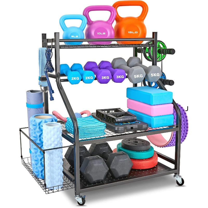Rolling All‑in‑One Dumbbell Storage Rack