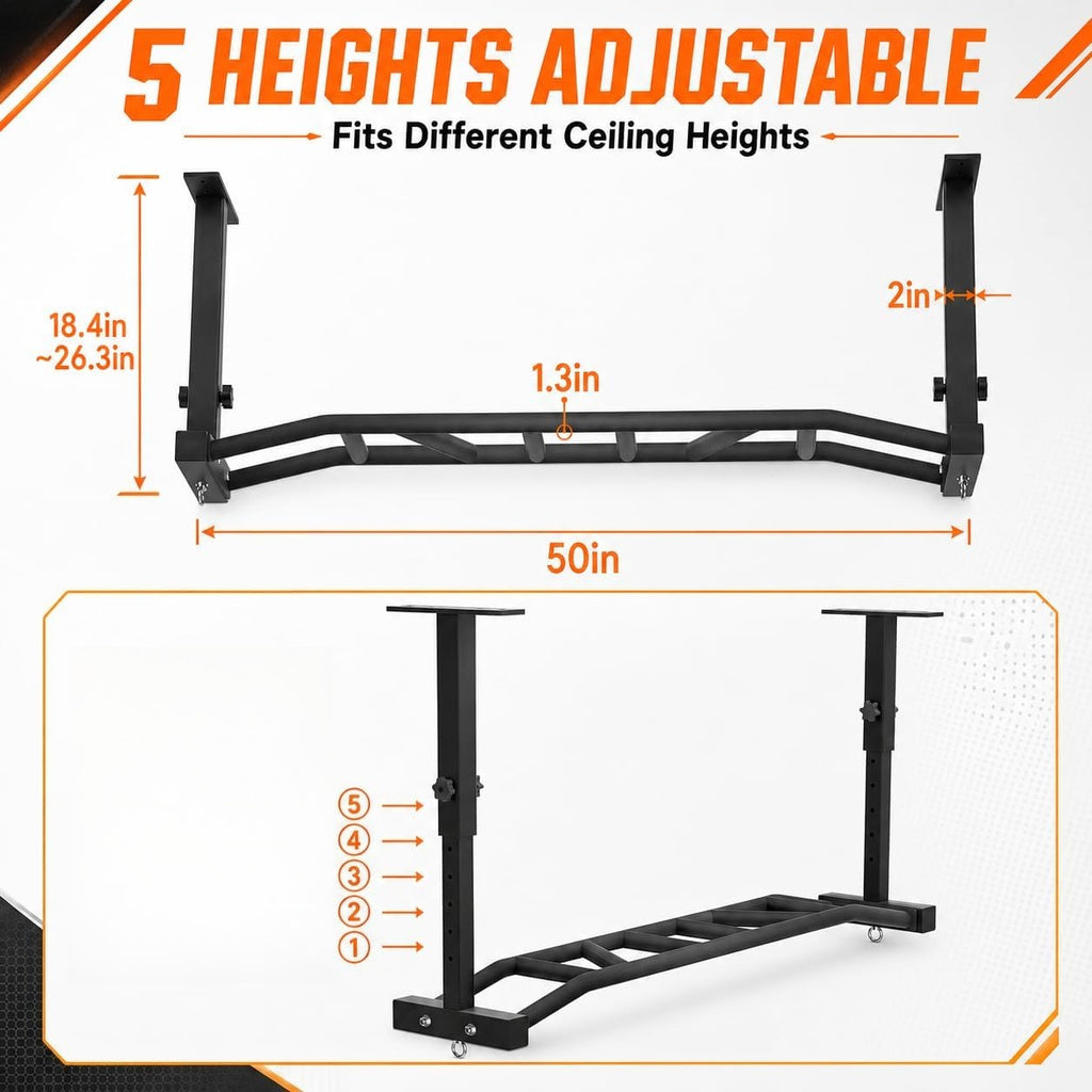 Ceiling‑Mounted Multi‑Grip Pull‑Up Bar