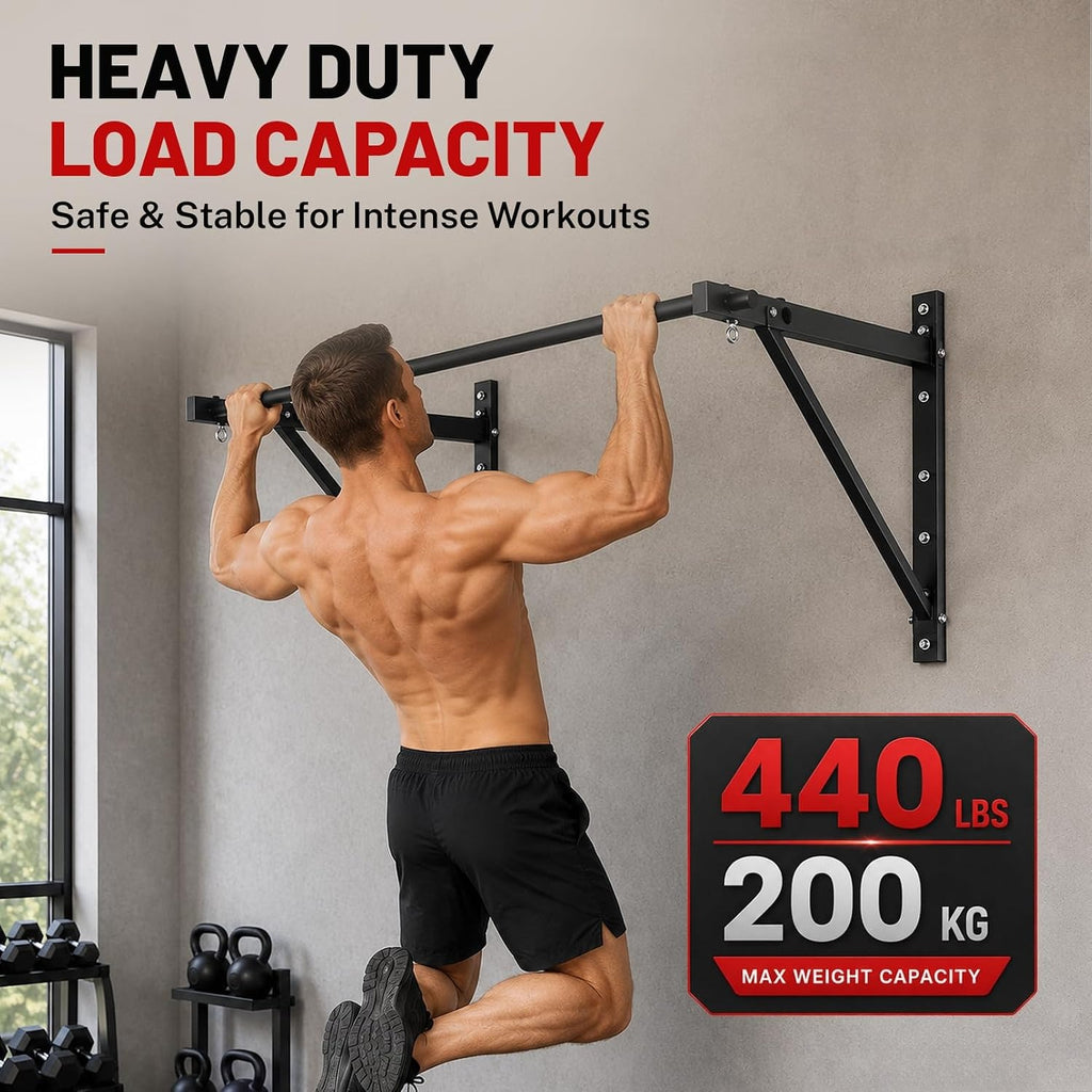 Wall‑Mounted Pull Up Bar with Hanging Rings